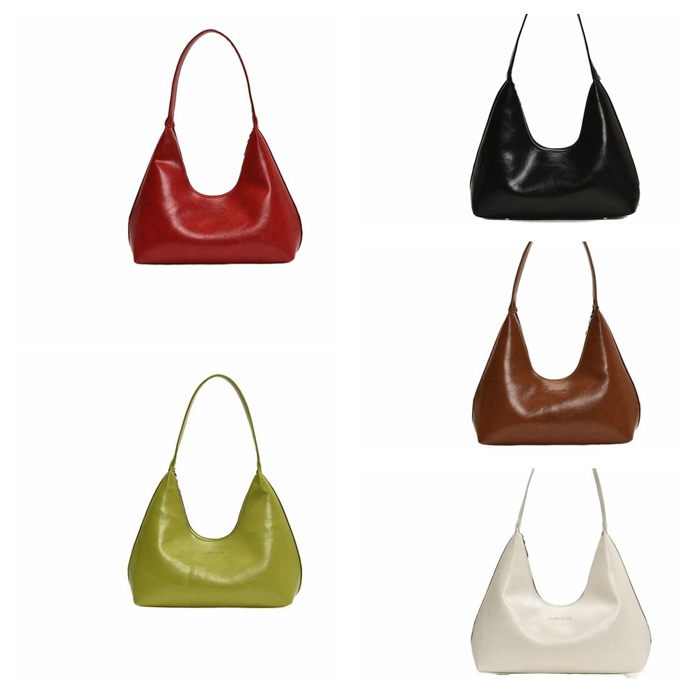 Anti-Splash Water Underarm Bag Solid Color PU Leather Shoulder Bag Soft Women Hobo Bag  Girls