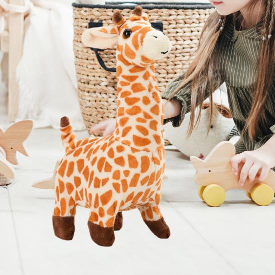 Laufende Giraffe Elektrisches Plüschtier mit Musikgeräuschen Bewegungen Batteriebetrieben Weiches Cartoon-Tier Interaktives Spielzeug Kinder Geburtstagsgeschenk