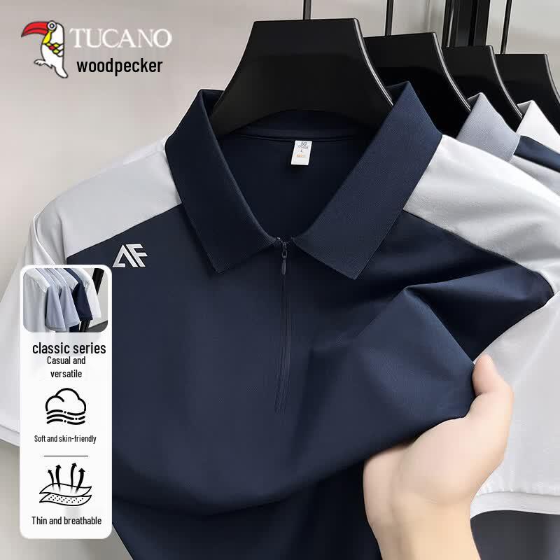 TUCANO Men s Ice Silk Half-Zip Polo T-Shirt L