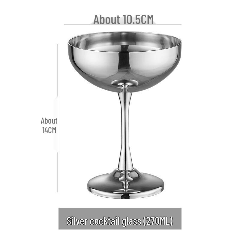 Creative High-Stemmed Stainless Steel Cocktail and Ice Cream Glass