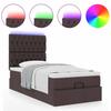 Ottoman Bed with Mattress & LEDs Dark Brown 90x190 Cm Fabric