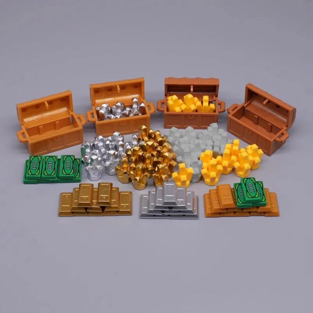 City Treasure Building Blocks MOC Dollar Cash Gold Silver Mine Egg Transparent Diamond ATM Machine Safe Money Bag DIY Toys K037