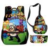 Klassisch Neuheit Eigenartig Cool Pizza Turm 3D Druck 3er Set Schultaschen Multifunktionale Reise Rucksack Brusttasche Federmäppchen