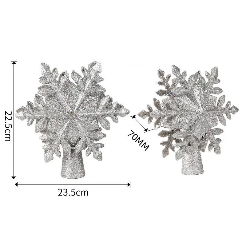 Snowflake Stars Christmas Tree Toppers Built-in LED Xmas Tree Lighting 3D Glitter Projection Silver Gold Party Decor