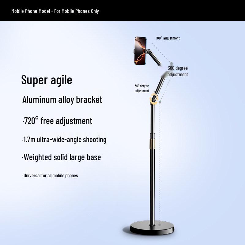 Professional Floor-Standing Phone & Tablet Holder for Live Broadcast and Overhead Shots