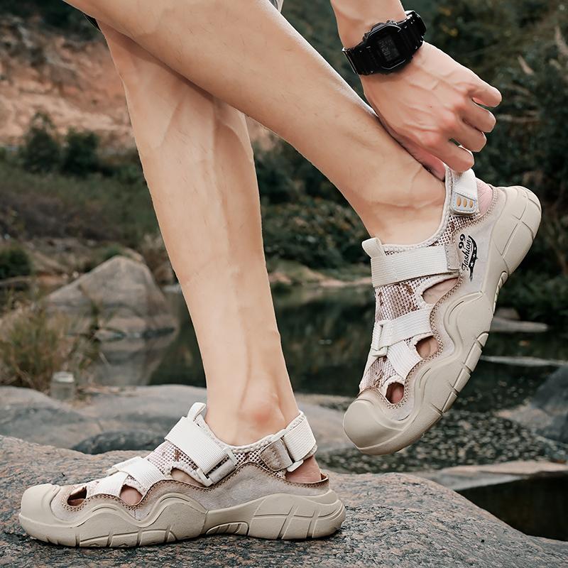 Leather Sandals Man Casual Loafers Luxury Design Slip On Male Dress Sandals Leisure Style Big Size Outdoor Wear-resistant Sole