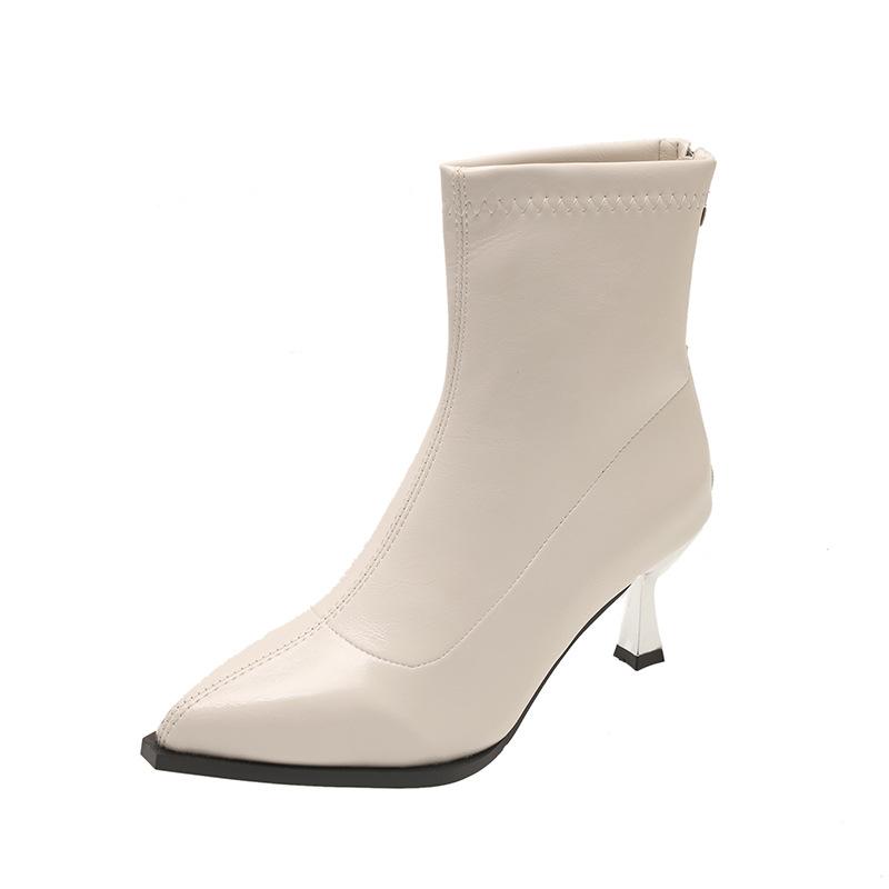 Niche High-heeled Versatile Pointed Thin Short Boots Women's Shoes 2025 New Spring and Autumn Single Boots Korean Small Naked Boots