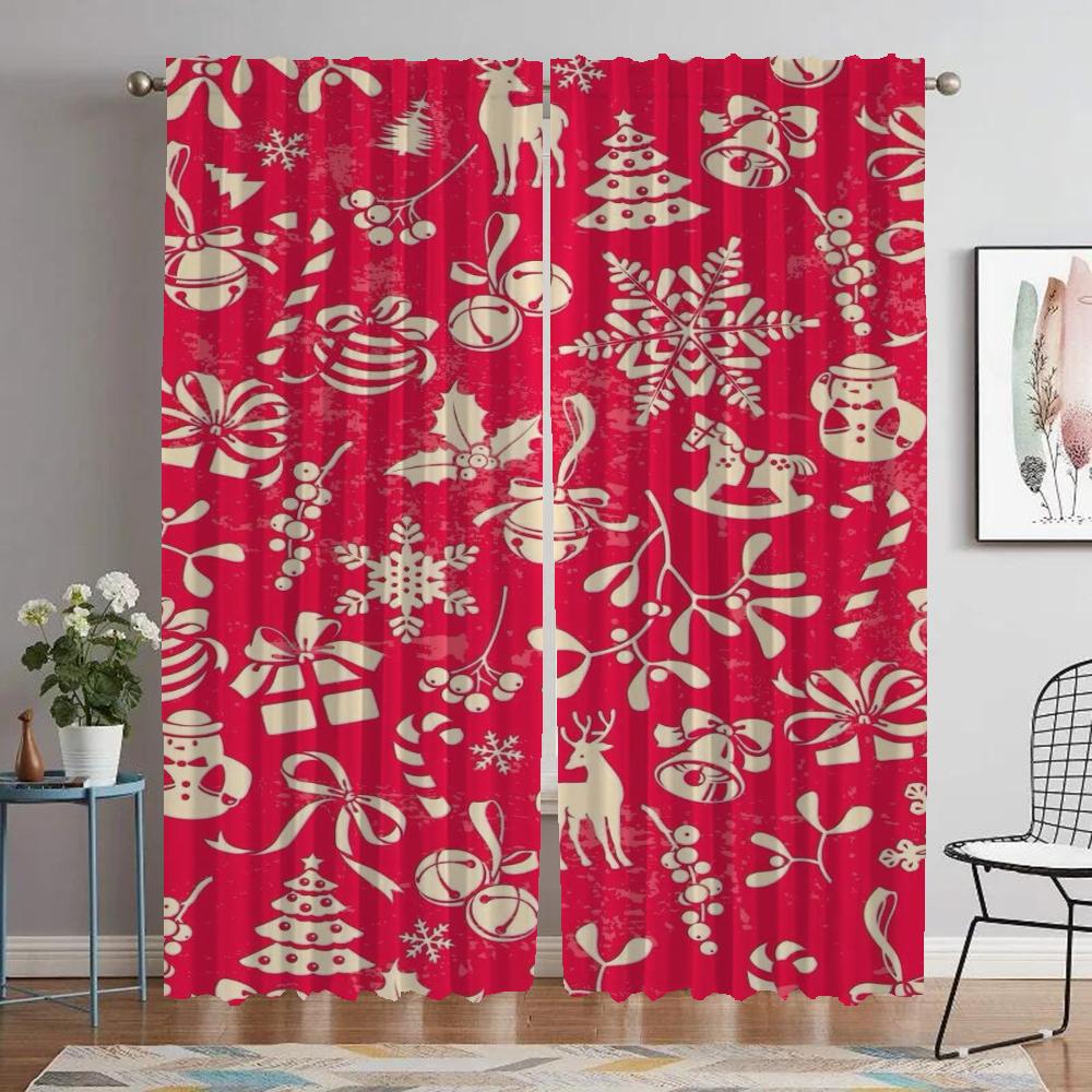 

Рождественские шторы для гостиной Шторы для комнаты 2 панели Жалюзи Домашние интерьерные шторы Хэллоуинская декорация Перегородка Кухня W50xH70cmx2pcs-CL