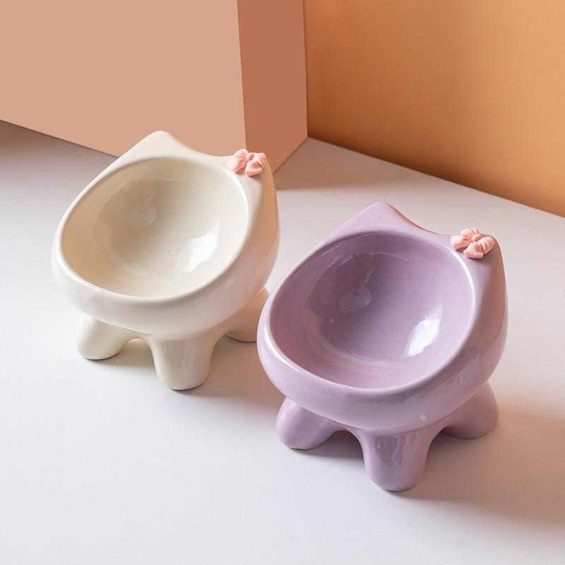 1Pcs Pet Food Bowl 15-Degree Angle Cat Bowl To Protect The Cat'S Neck And Prevent Pressure On The Whiskers Pet Supplies