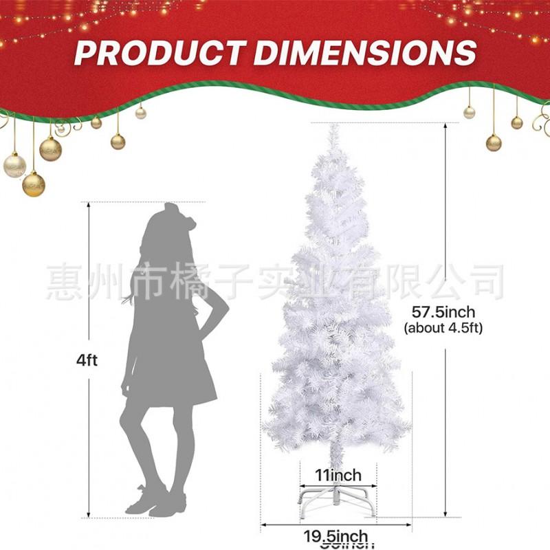 White Flocked Artificial Christmas Tree Set PVC Snow Cedar Decor Indoor Home Holiday Display