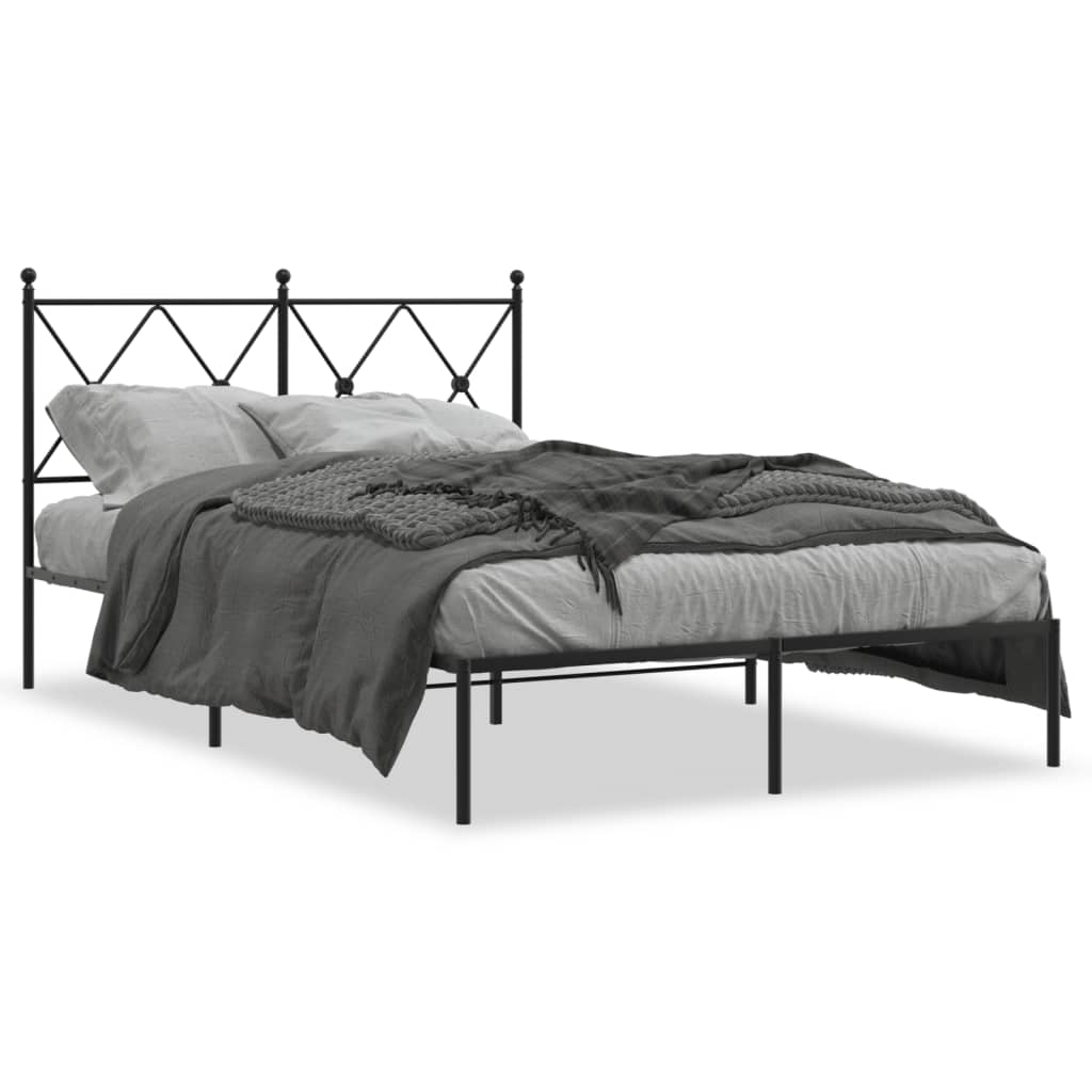 Metal Bed Frame with Headboard Black 120 x 200 cm