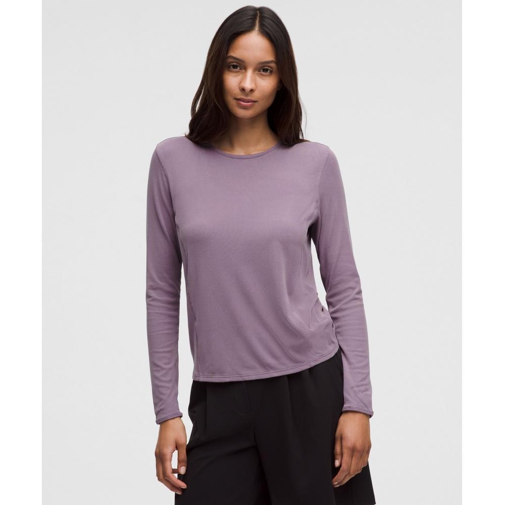 

Lululemon Twist Back Soft Ribbed Long Sleeve Top Purple Ash 8