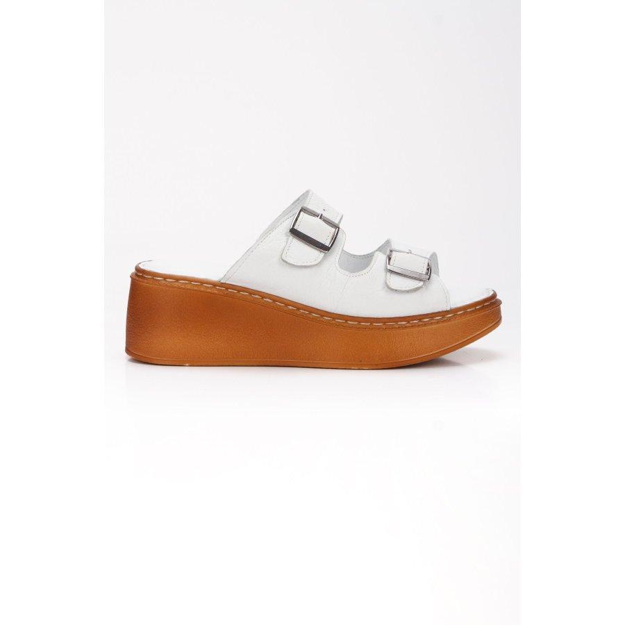 Women's Genuine Leather Wedge Heeled Casual Summer Slippers Clogs