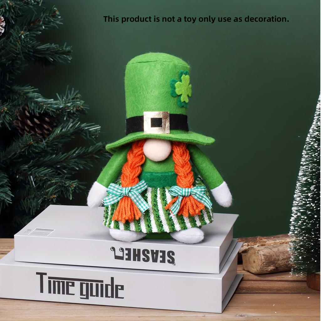 Green Top Hat Faceless Doll Ornament, Indoor Decoration for Spring Festival Decor Home Decor