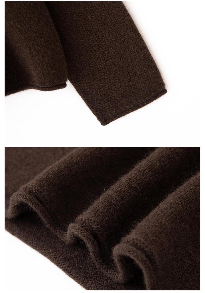 Lekasha Pure Cashmere Hand-Beaded Half-High Collar Cardigan Coat for Women