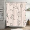 Western Style Shower Curtain Decorative Printed Fabric Bathroom Liner for Home Decoration (Beige)