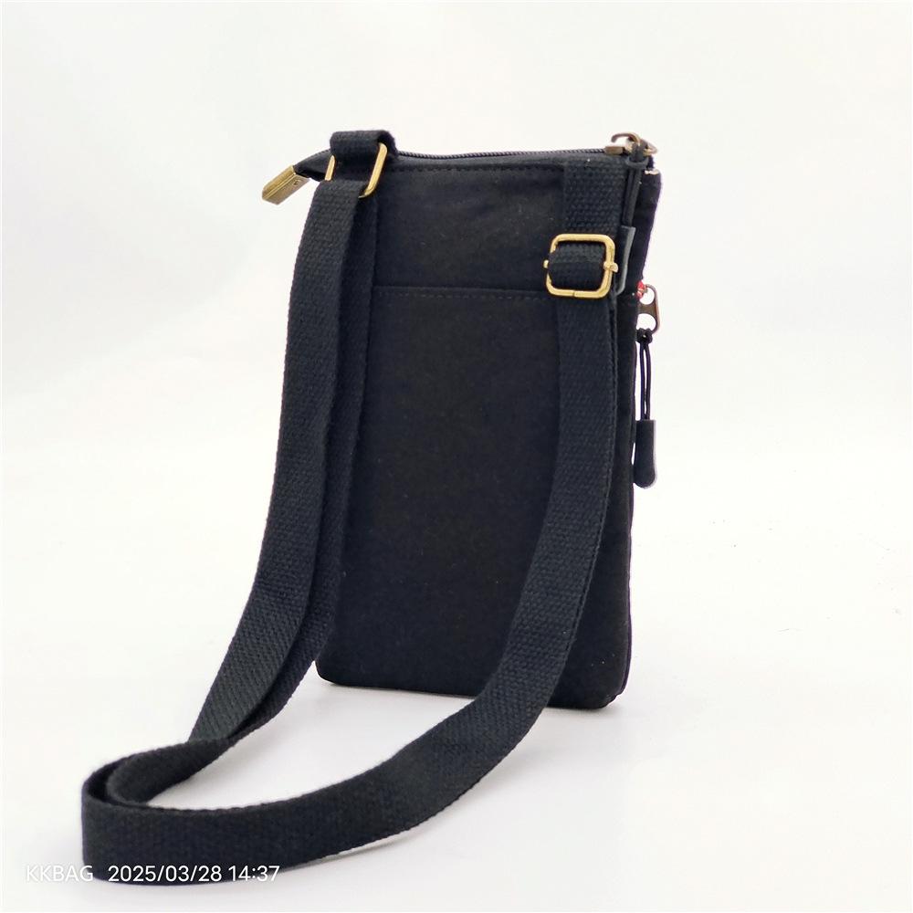 2025 Canvas Crossbody Bag: Simple Vertical Phone, Coin Purse, Versatile Single Shoulder Bag