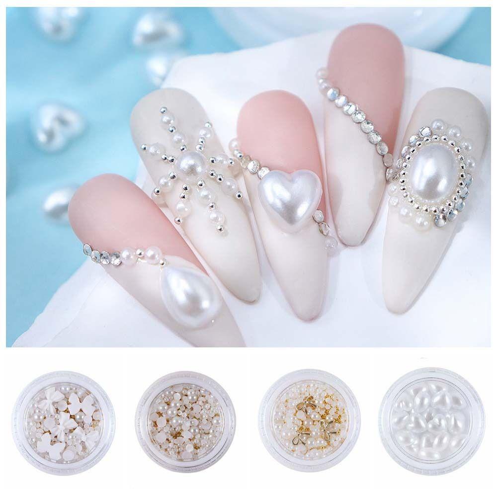 

High Gloss Shell Pearl Steel Ball Nail Beads Bowknot Nail Accessories Manicurist