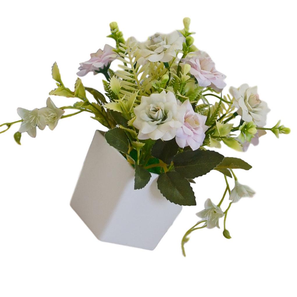 Artificial Potted Flower Lifelike Cloth Flower Plastic Flowerpot Simulation Decor