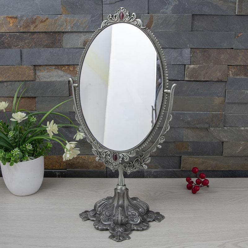 Vintage Desktop Makeup Mirror Standing Oval