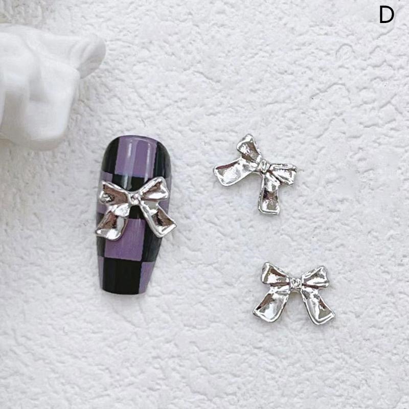 10Pcs/Bag Butterfly Shaped Nail  Nail Charm Silver Alloy Nail Pearl Jewelry Accessories Nail Supplies