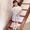 2025 Korean Style Girls' Trendy Plaid Two-Piece Set with Cartoon Short Sleeves