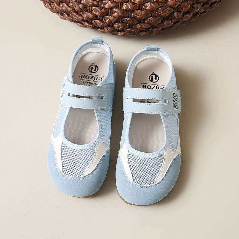 2025 Summer New Korean Version of Color Matching German Training Shoes Women's Soft Sole Breathable Sports Light Casual Mary Jane Single Shoes