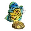 Soft Colorful Mood Lighting Cute Bedside Table Lamp, Butterfly Rose Nightstand Lamps, Stained Glass Switch Power Cord Lamp Wing Shade, Bedroom