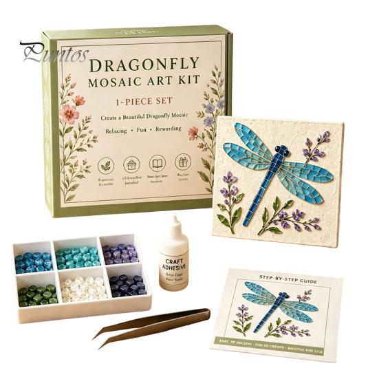 Handicraft Supplies for Home Sea Glass Mosaic Art Kit, Flower Insect DIY Unique Birthday Presents Her Craft Kit with Colorful Pieces Adults Beginners,
