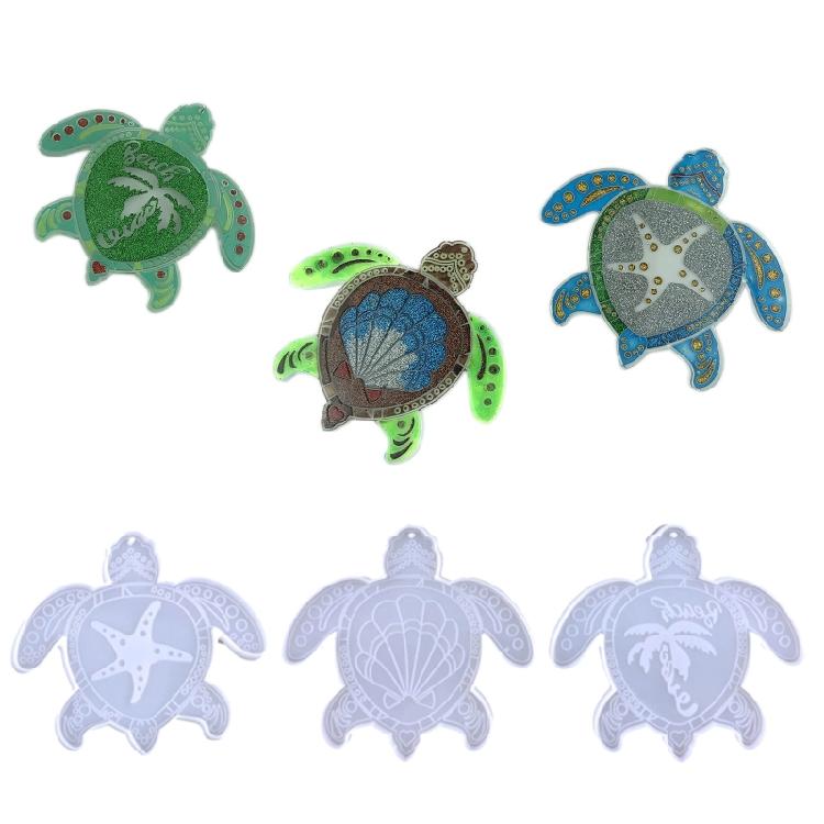 for Turtle Shape Keychain Silicone Mold with Hole Keyring Pendant Handmade Mold