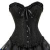 Sada sukně a korzetu pro ženy Květinový korzetový top a sada tylové sukně Sexy šněrovací babydoll kostým pro viktoriánský vintage styl Cosplay párty
