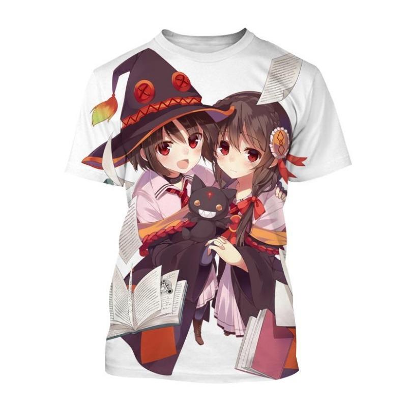 

Літня футболка Megumin з 3D-принтом Konosuba Тема аніме Стиль Harajuku Повсякденний одяг з коротким рукавом Велика мода XXXL