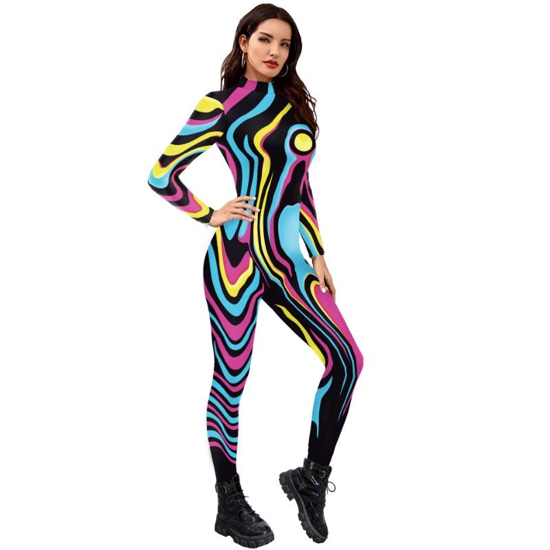 Spring Colorful Body Show Suit Digital Printing Carnival Cosplay One-Piece Costume
