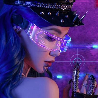Cool Luminous LED Glasses Glowing Costume Neon Light Flashing Sunglasses Punk Goggles Cyber Future Cosplay Party Light Neon Glow
