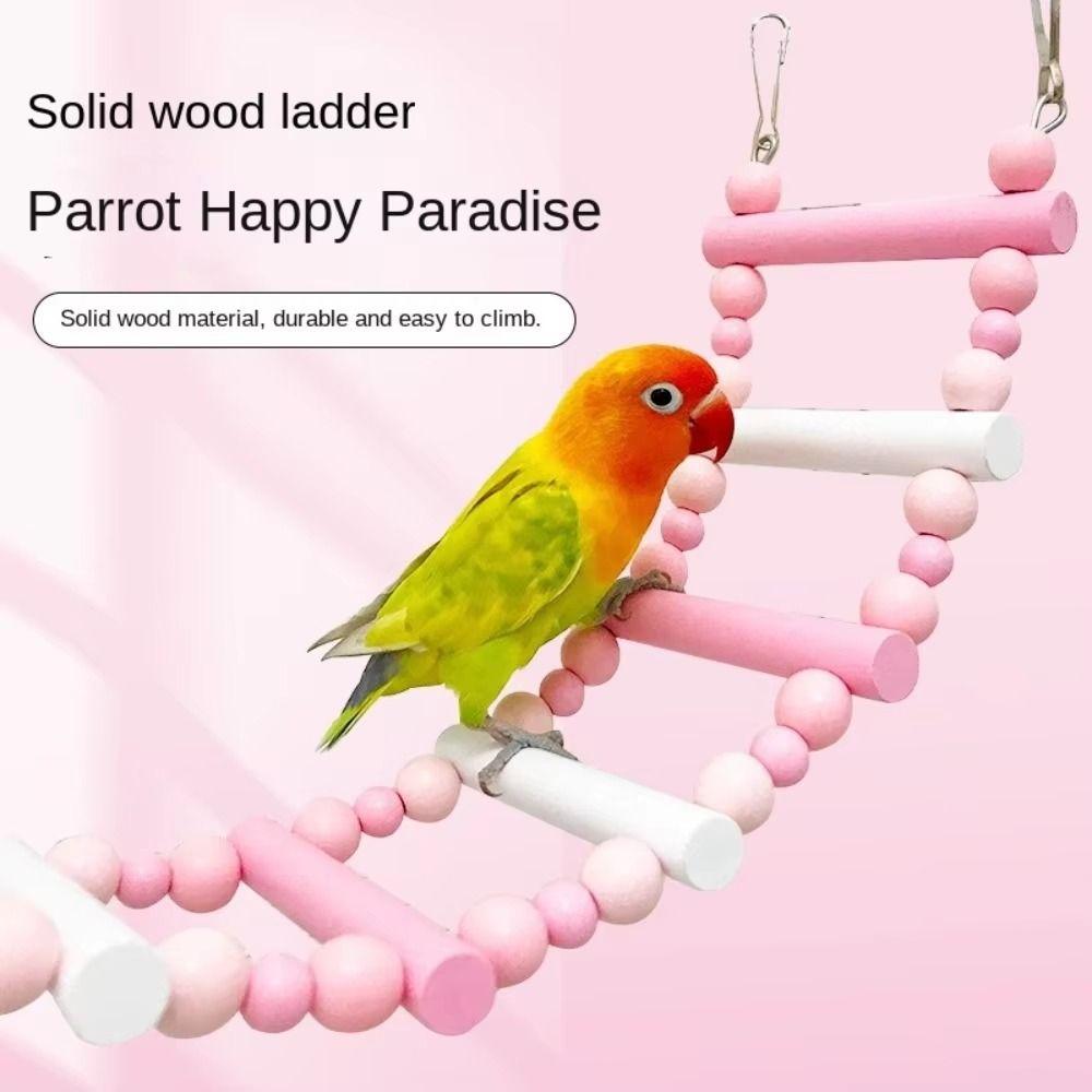 Colorful Wooden Parrot Ladder 8/10/12 Step Ladders Bird Perch Stand Toy  Bird Cage Decoration