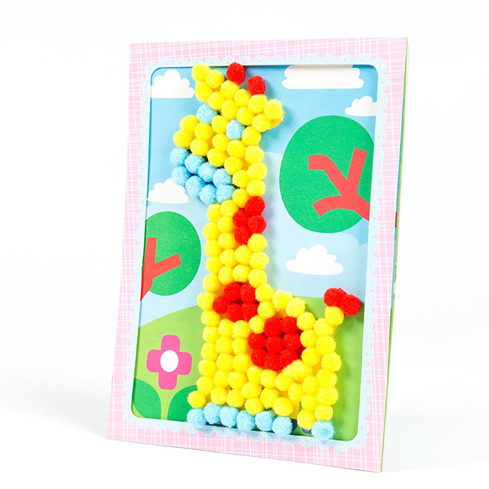 Creative DIY  Kids Plush Ball Painting Stickers Children Educational Handmade Material Cartoon Puzzles Crafts Toys