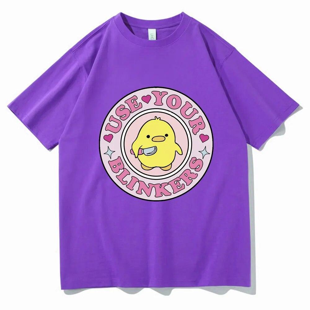 Anime Use Your Blinkers Funny Duck Meme Tričko Módní Oversized Ležérní 100% bavlna Tričko s krátkým rukávem Volné Kreslené tričko