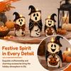 Rustic Farmhouse Wooden Scarecrow Ghost Pumpkin Fall Decor Set Tiered Tray Tabletop Ornament Halloween Thanksgiving