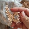 Chinese Butterfly Pearl Tassel Hair Clip with Rhinestones