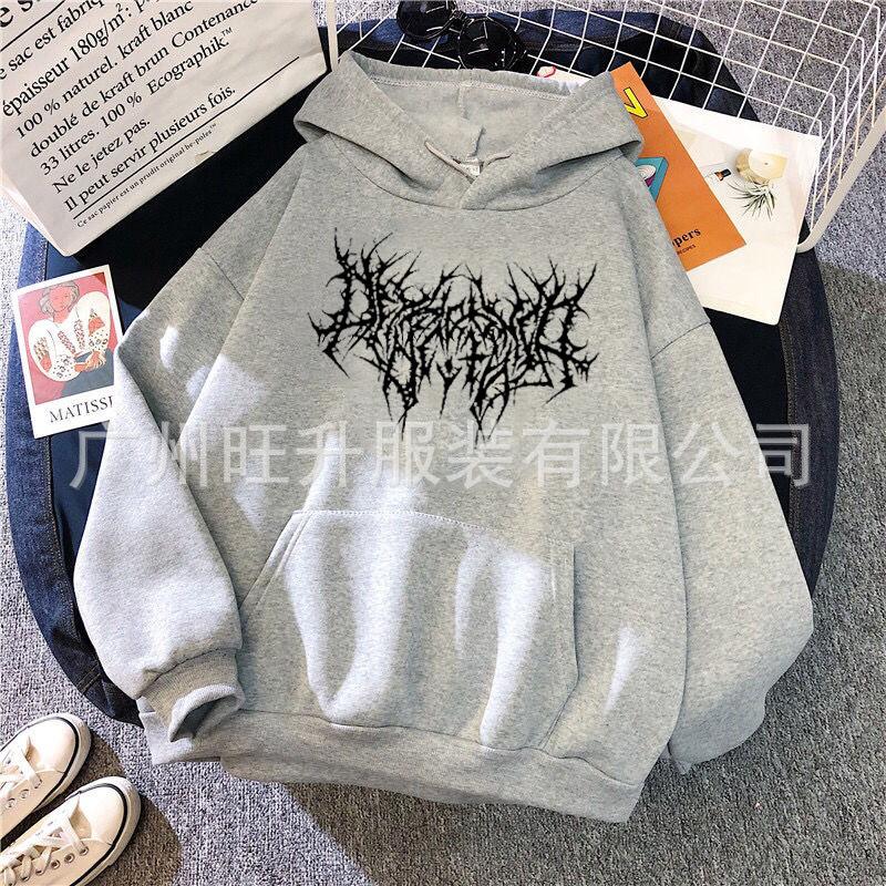 Gothic Oversized Hoodie Long-sleeved Sweatshirt Women's Beautiful Hip-hop Retro Velvet Top Women