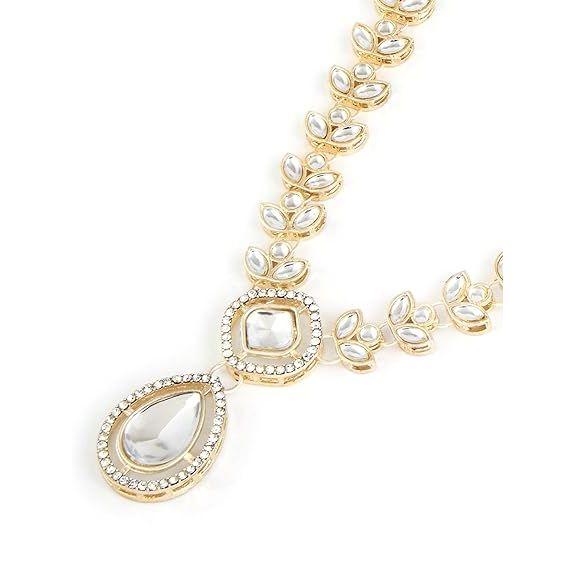 Gold Tone Dazzling Stones Austrian Diamonds Embellished Necklace & Earring Set For Women