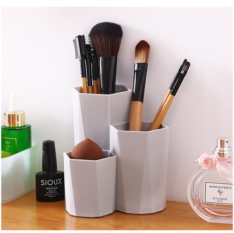 3 mřížky Úložný box štětce na make-up Stolní organizér Toaletní stolek Úložný prostor do koupelny Držák na tužky na obočí