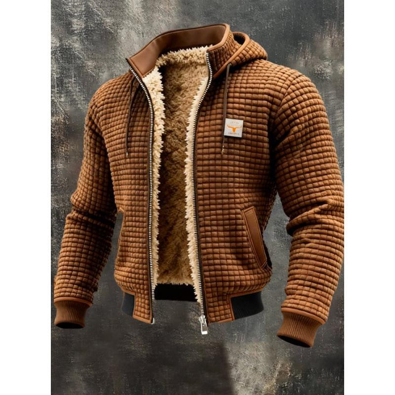 Men's European & American Velvet Thick Knit Hooded Jacket - Autumn & Winter