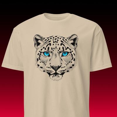 Leopard Face Graphic Tee, Vintage Halftone Pop Art, Comfort Colors Vibe, Cool Animal Shirt, Retro 80s Top, Unisex Gift, Blue Eyes, Print