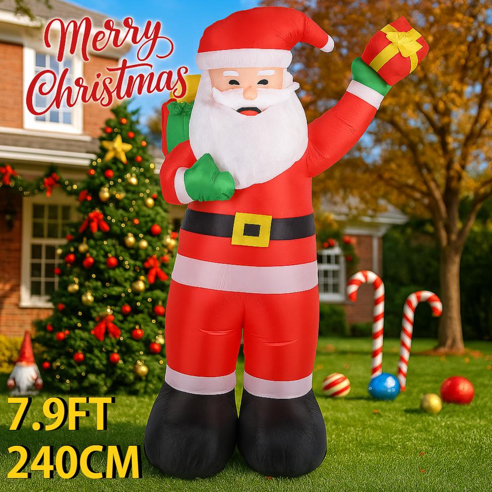 7.87FT Inflatable Toy Santa Claus Gift Bag Xmas Yard Lawn Party Decoration with LED Light Christmas Home Supplies Ornaments Gift