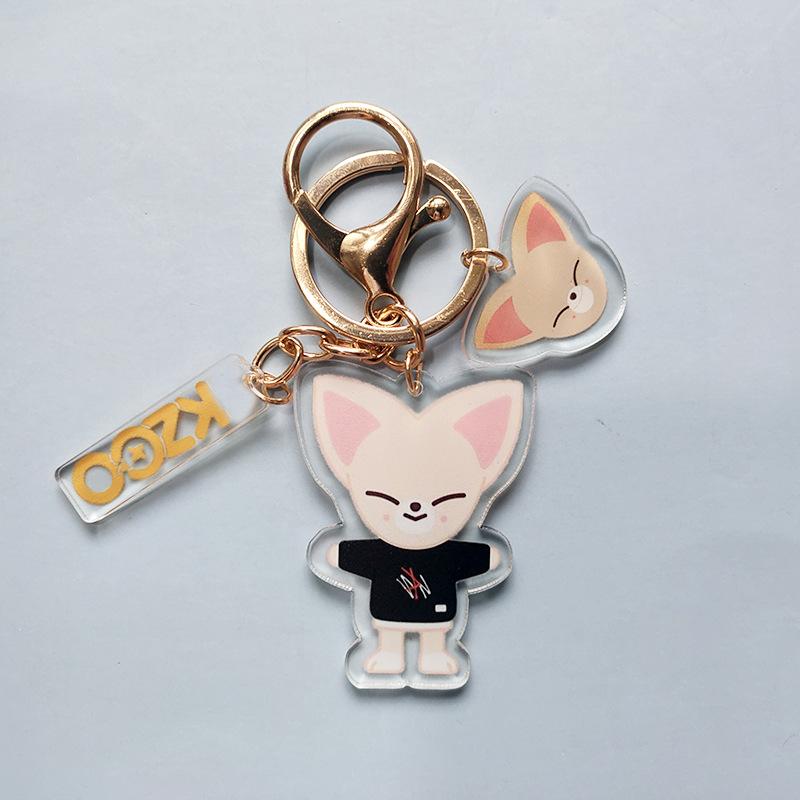 Stray Kids SKZOO Cartoon Double Sided Acrylic Keychain Cute Anime Character Keyring Bag Pendant Fan Merchandise Gift for STAY