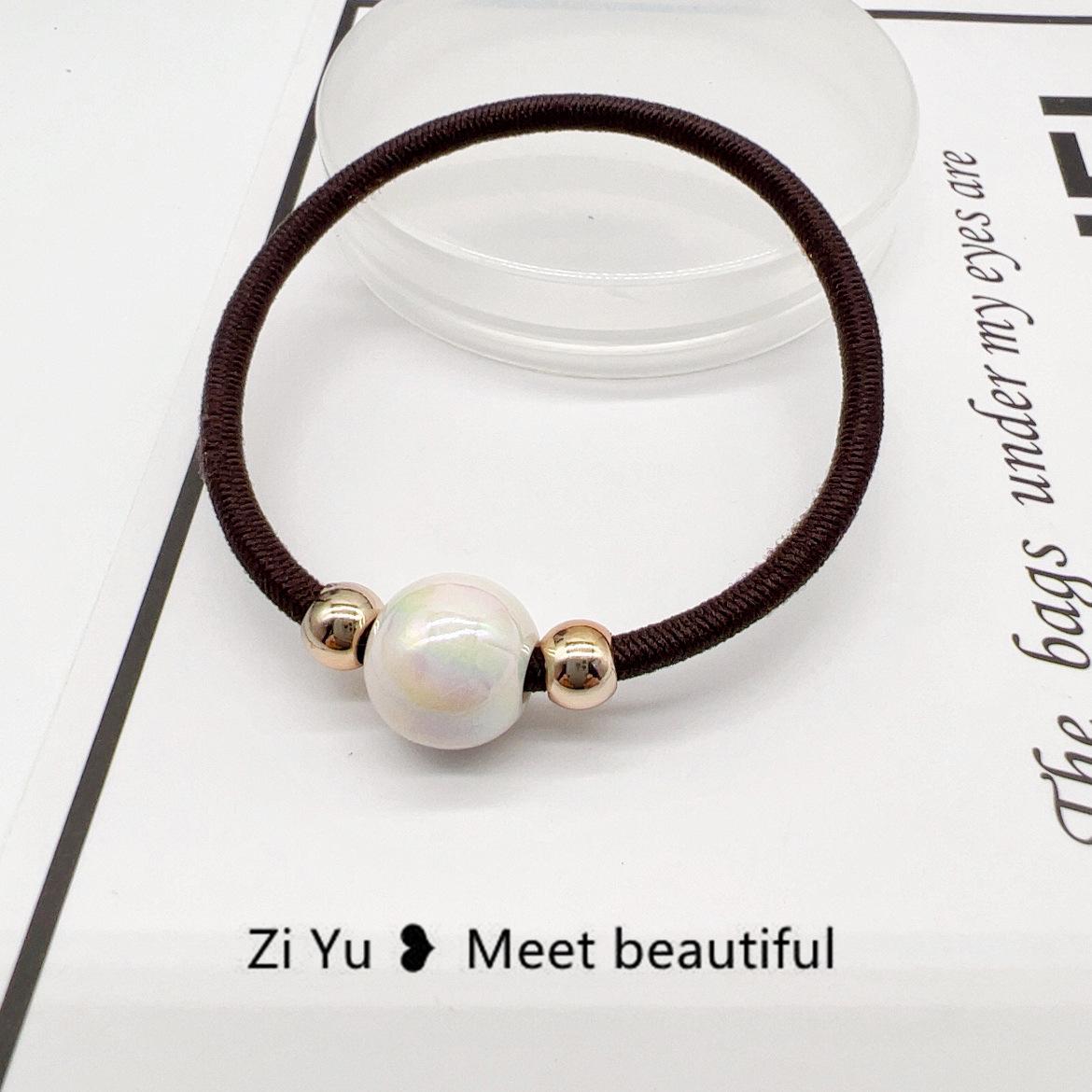 

Pearl Hair Tie: Women s Elastic Leather-Covered Hair Ring