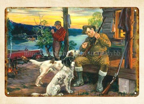 Calendar huntinCalendar hunting art Daybreak and the Hunt is on metal tin signAluminum 20x30cm(7.8x11.8inch)