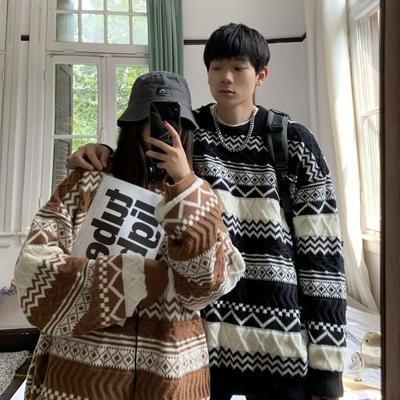 Autumn and Winter Thick Sweaters for Men Korean Style Trendy Loose Japanese Sweaters Winter Ins Hong Kong Style Lazy Sweater Jacket