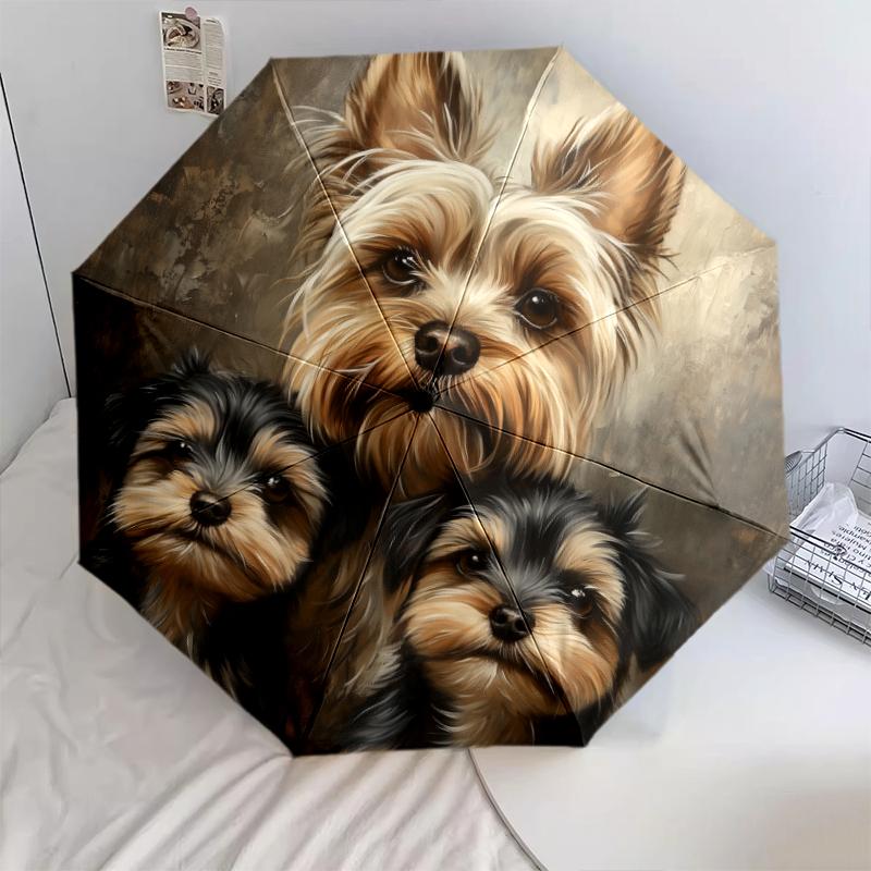 Yorkshire Terrier Pattern, Automatic Folding Umbrella, Portable and Foldable Design, 8 Ribs, a Christmas or Birthday Gift.
